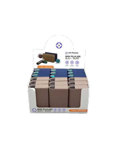 Pilulier Mini Pill Box BLEU / TAUPE