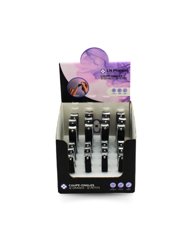 Présentoir coupe-ongles mix 12 petits 12 grands