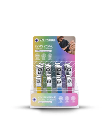 Présentoir coupe-ongles colorés mix 12 petits 12 grands