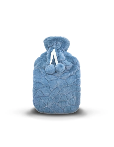 Bouillotte fourrure bleu clair