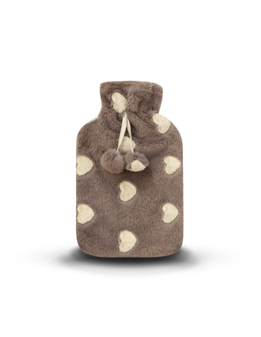 Bouillotte fourrure cœur chocolat