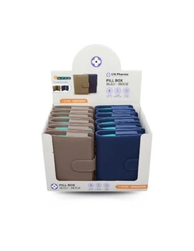 Pilulier Pill Box BLEU / TAUPE